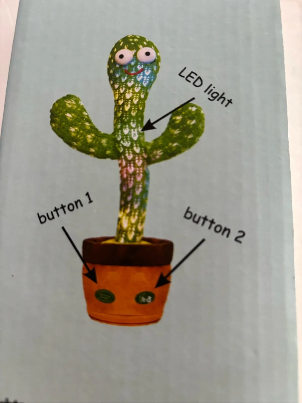 LED Green Dancing Cactus Plush with Tan Pot